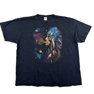 Native American Chief Galaxy Space Men's T Shirt 3XL Fruit of the Loom HD Cotton